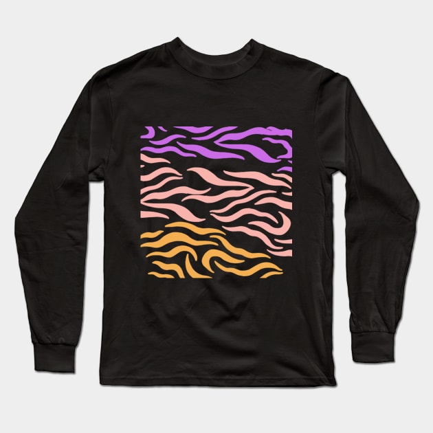 Violet Pink Gold Wavey pattern in Blck Long Sleeve T-Shirt by Shineyarts